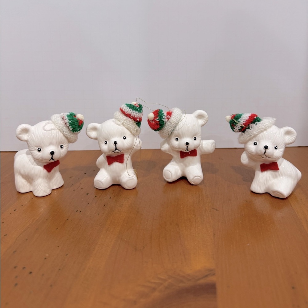 Vintage 80’s snow bear ornaments glass - Picture 5 of 6